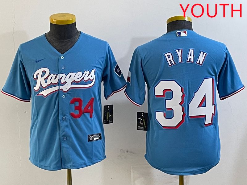 Youth Texas Rangers #34 Ryan Light Blue Game 2025 Nike MLB Jersey style 4->youth mlb jersey->Youth Jersey